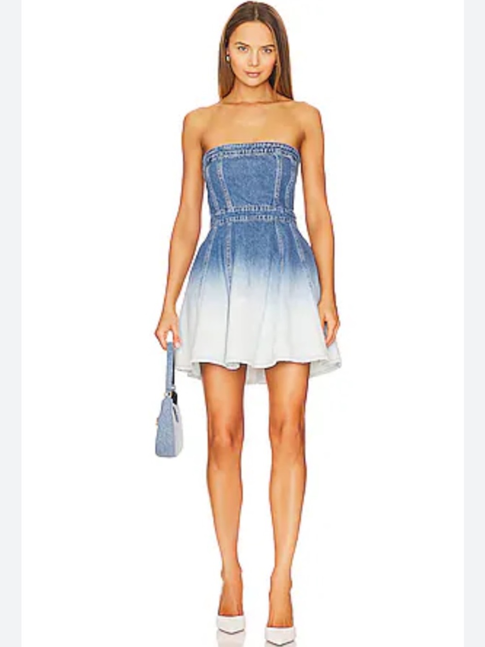 Amanda Uprichard Blue to White Ombre Strapless Denim Dress - Picture 5 of 5